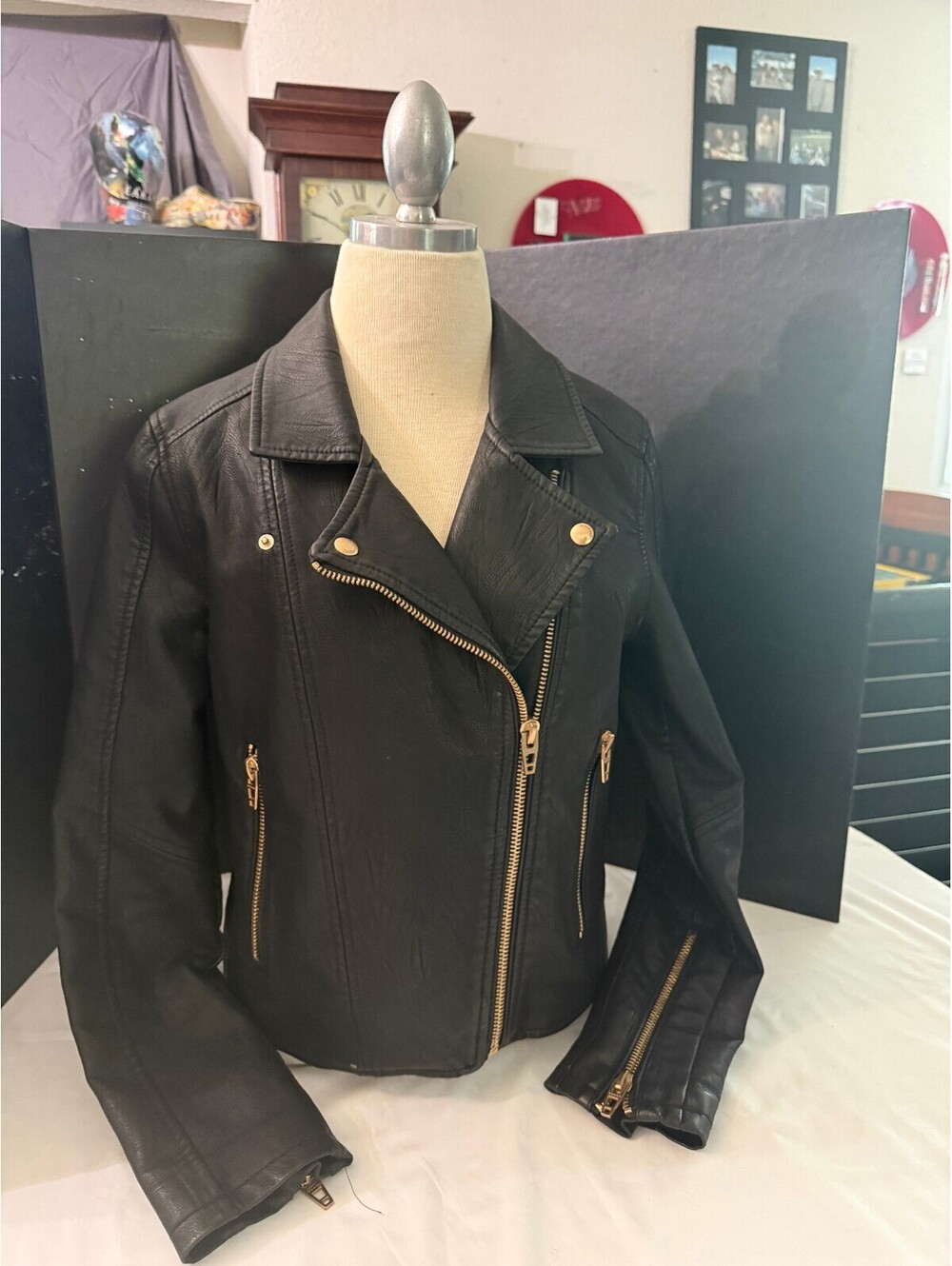 BLANKNYC Women's Black Faux Leather Moto Jacket, Size Small